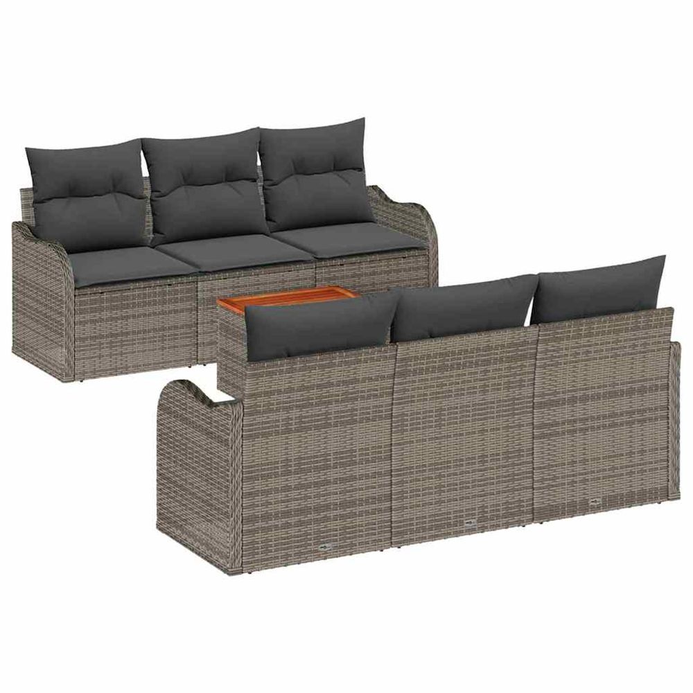 Ensemble de canapé de jardin 7 pc gris polyrotin