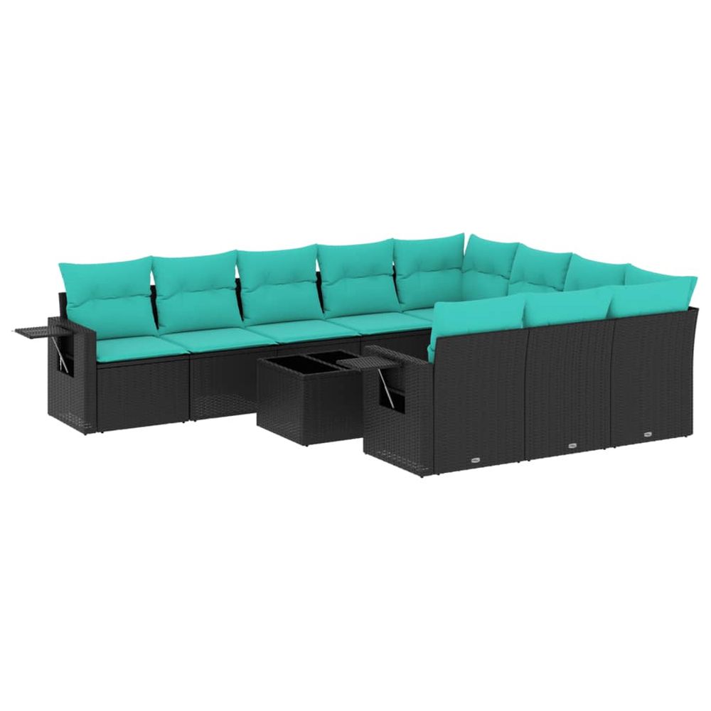 Ensemble de canapé de jardin 11 pcs avec coussins noir