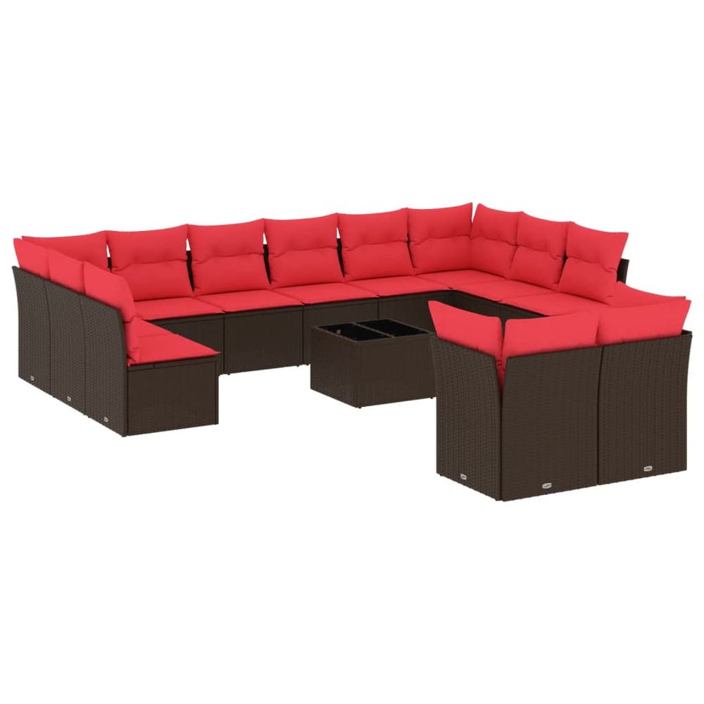 Ensemble de canapé de jardin 13 pcs avec coussins marron