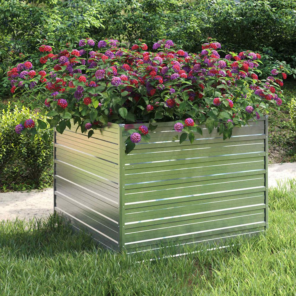 Carré potager surélevé acier galvanisé 100x100x77cm pour jardin potager