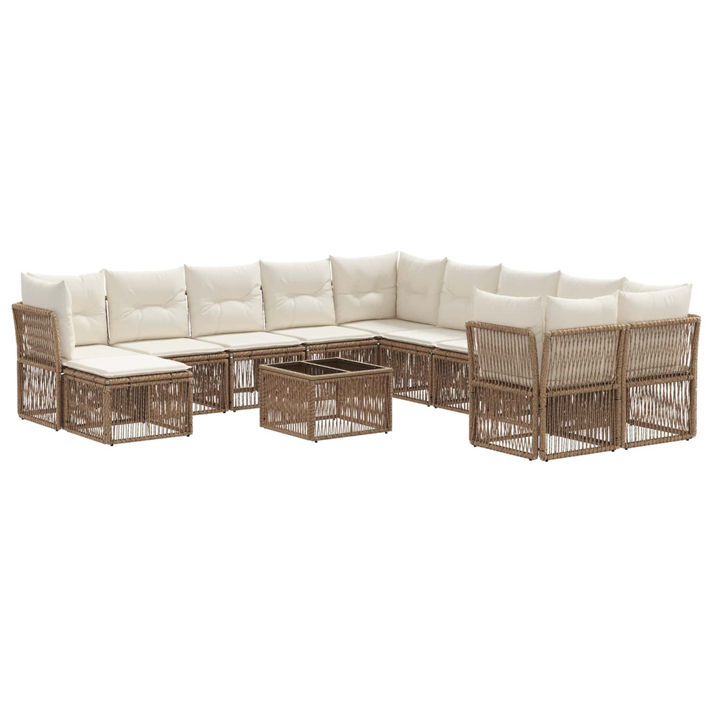 Ensemble de canapé de jardin 12 pcs beige polyrotin