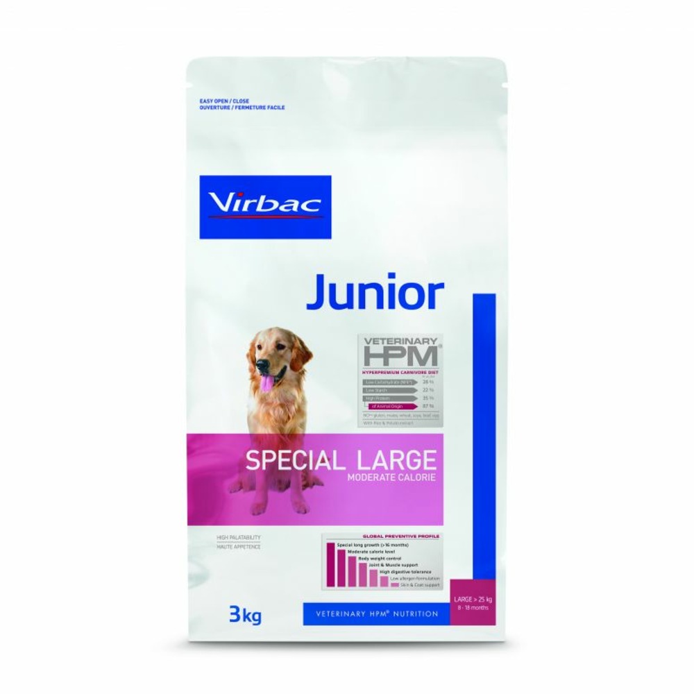 Croquettes chien veterinary hpm dog junior special large - virbac 12 kg