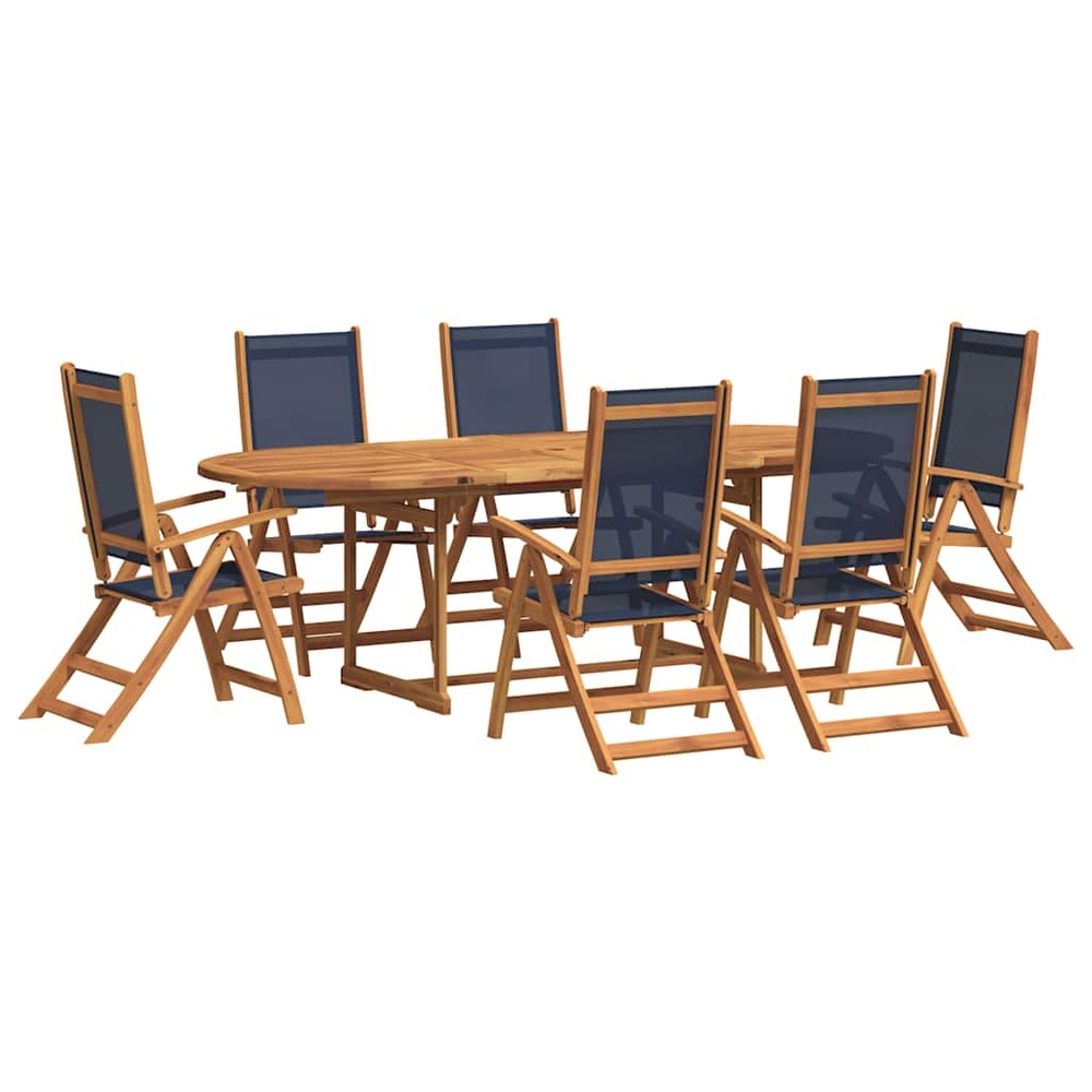 Ensemble à manger de jardin 7pcs bois d'acacia solide textilène