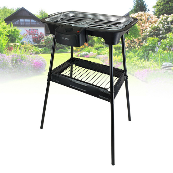 Barbecue électrique sur pieds ou sur table - triomph etf1526 - 2000w - intérieur et extérieur