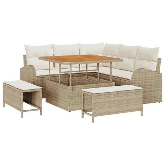 Ensemble de canapé de jardin avec coussin 8 pcs beige et crème