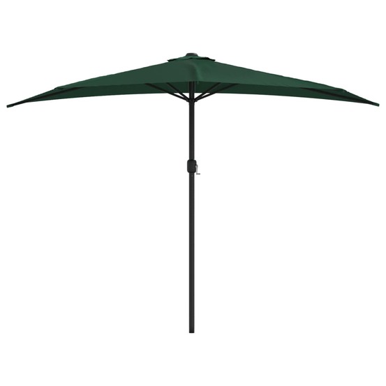 Parasol de balcon avec mât en aluminium vert 300 x 150 cm demi