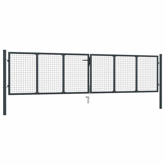 Portail de jardin grillagé en acier galvanisé gris 400 x 75 cm