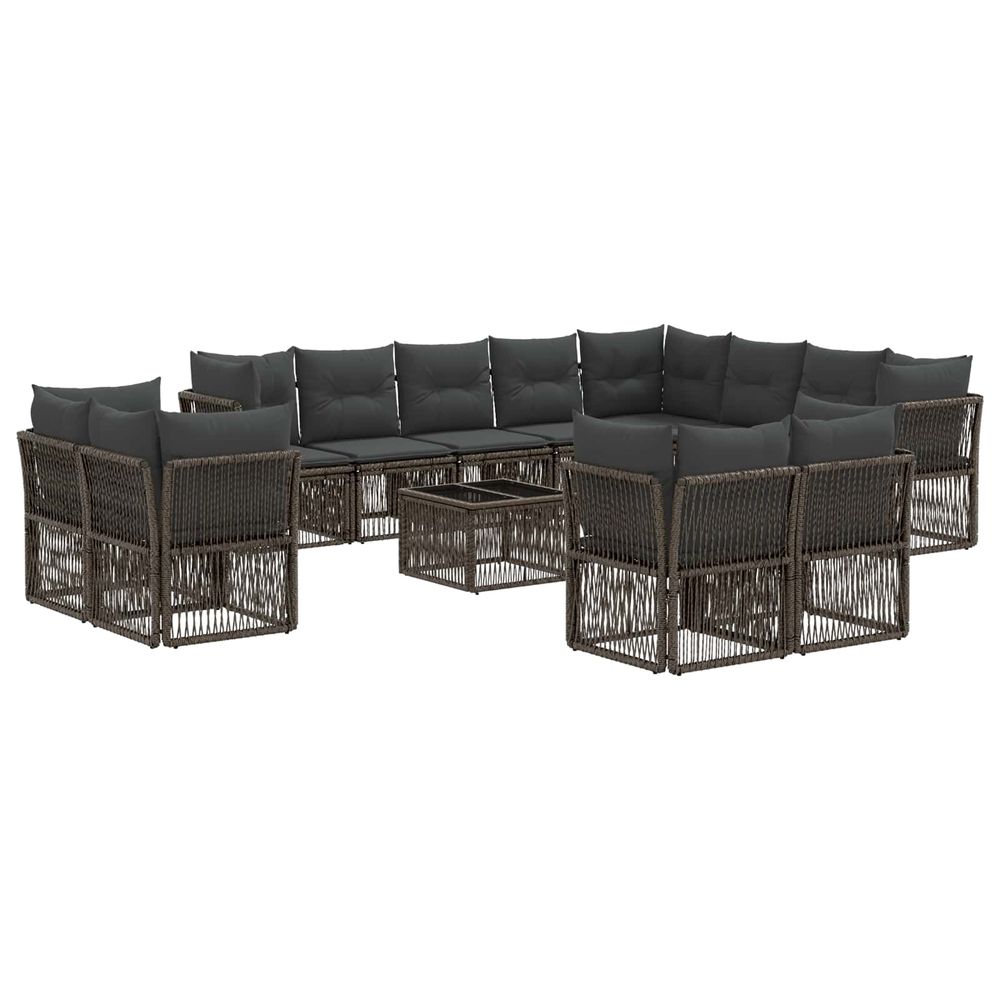 Ensemble de canapé de jardin 13 pc gris polyrotin