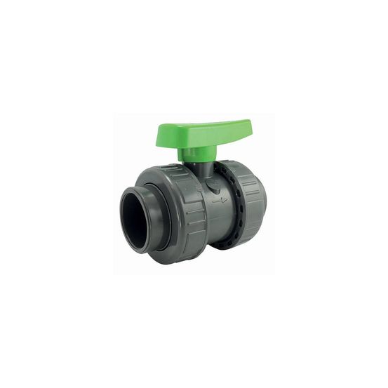 Vanne de piscine double union réf. 5431 | sièges ptfe | pvc-u - 40mm