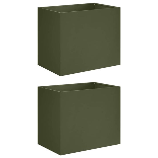 Cache-pot de jardin 2 pc vert olive 60 x 40 x 50 cm