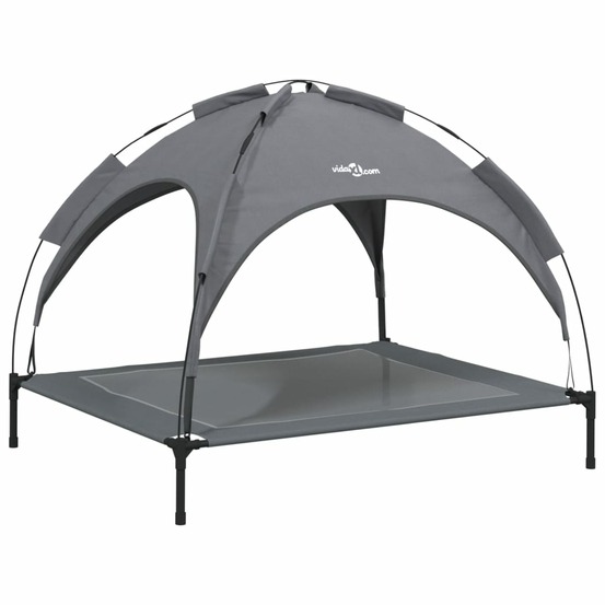Lit pour chien avec auvent anthracite tissu oxford et acier
