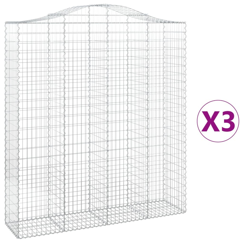 Paniers à gabions arqués 3 pcs 200x50x220/240 cm fer galvanisé