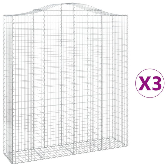Paniers à gabions arqués 3 pcs 200x50x220/240 cm fer galvanisé