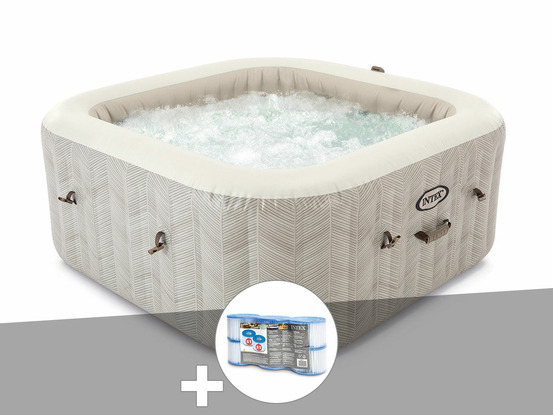 Kit spa gonflable purespa chevron carré bulles 4 places + 6 filtres
