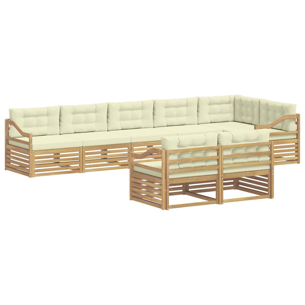 Ensemble de canapés d'extérieur 8 pcs blanc et crème polyester