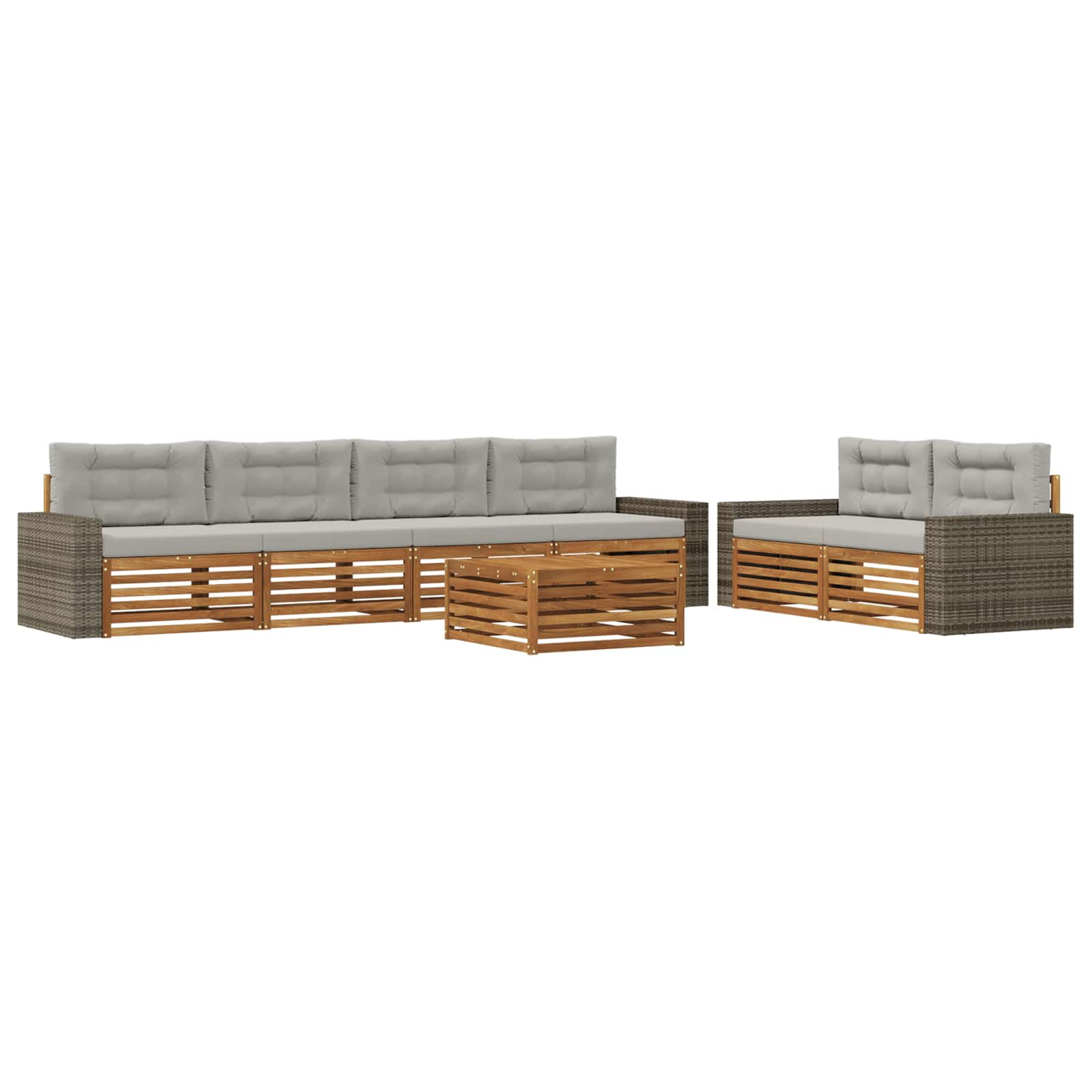 Ensemble de canapés d'extérieur 7 pcs naturel et gris clair