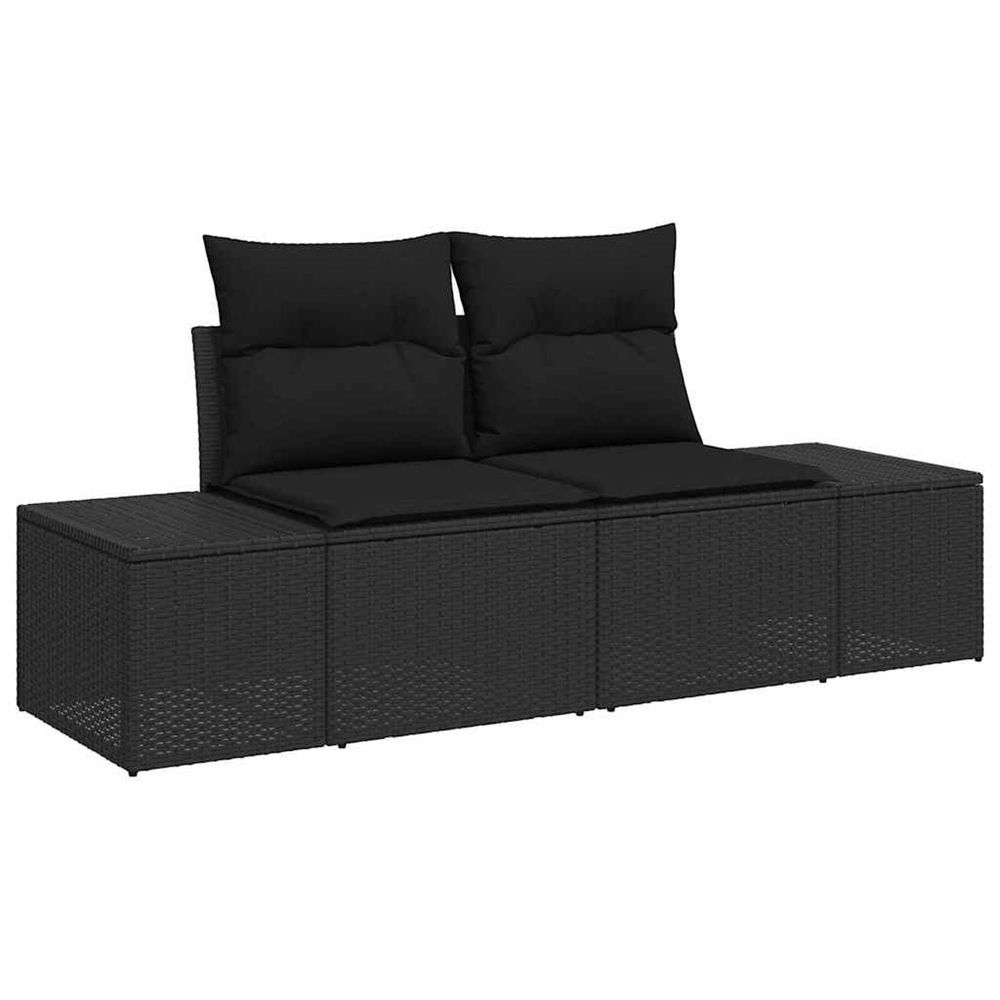 Ensemble de canapé de jardin 7 pc noir polyrotin