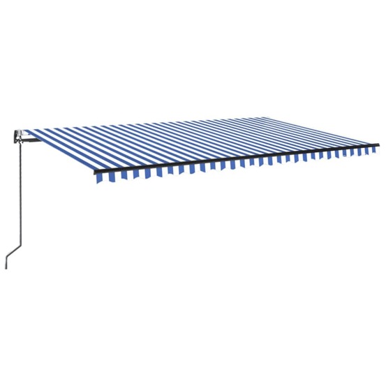 Auvent automatique capteur de vent/led 500x300 cm bleu et blanc