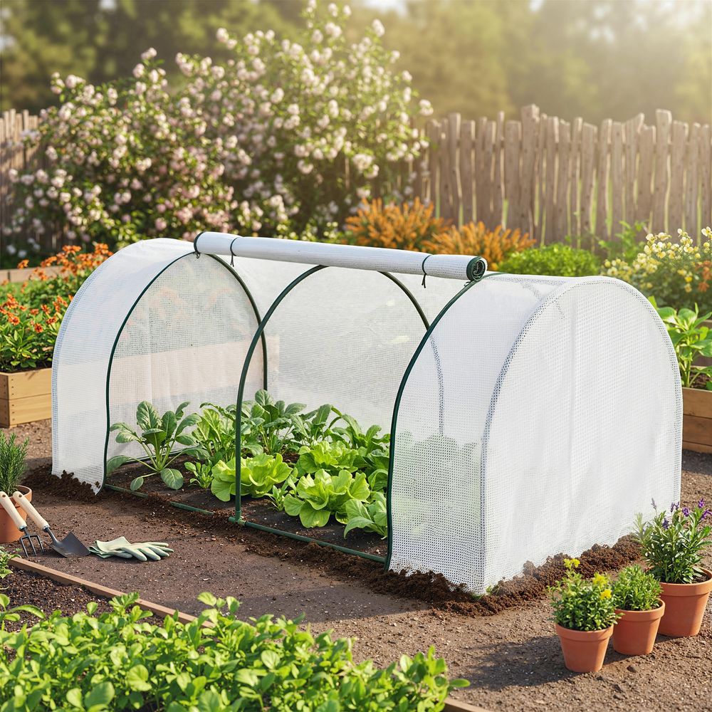 Mini serre de jardin pe acier 200 x 100 x 80 cm blanc tomates protection météo - comfortxl outdoor living