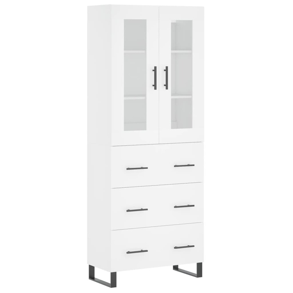 Buffet bahut commode armoire meuble de rangement organisateur cuisine salle de séjour salon haut 69,5 x 34 x 180 cm bois d'in