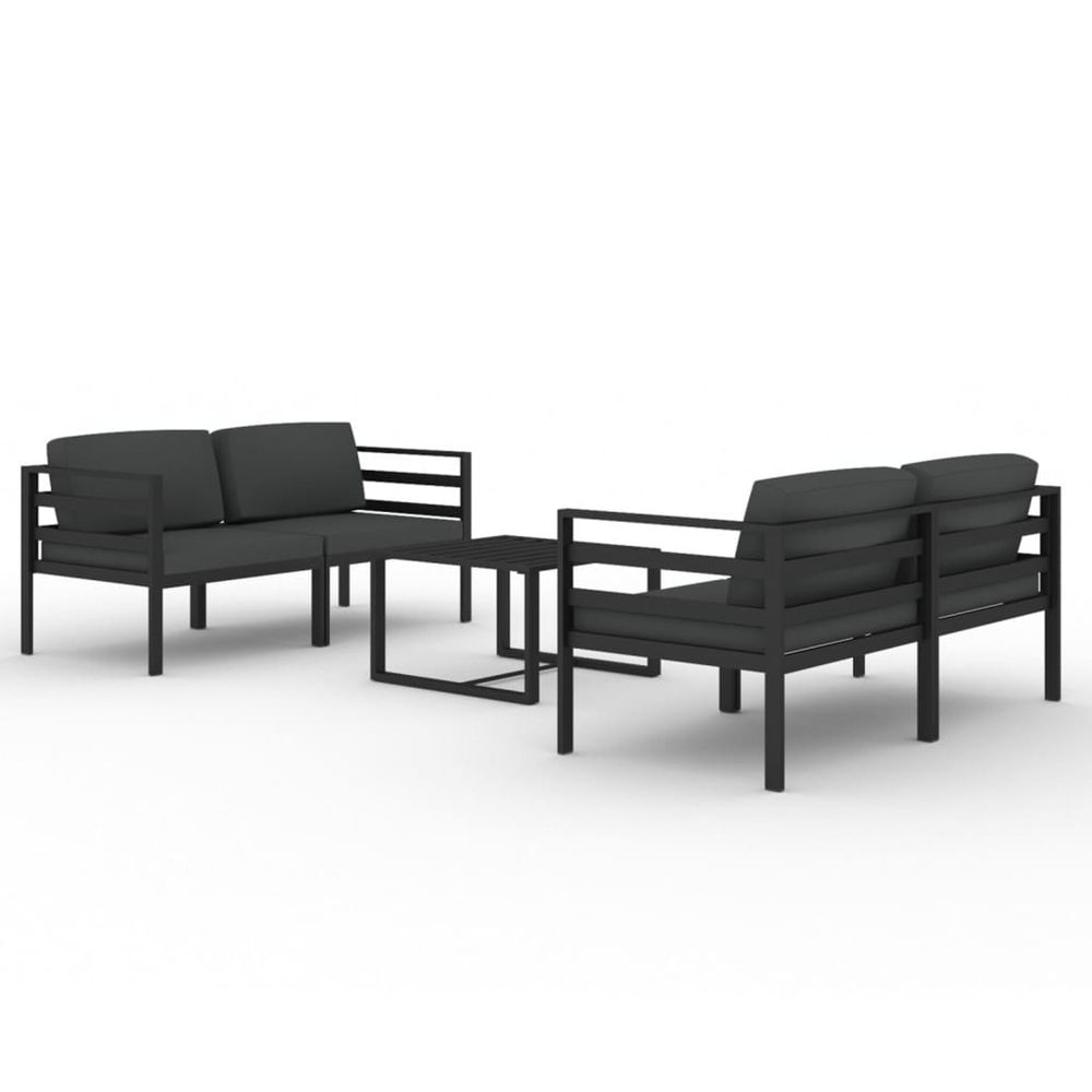 Salon de jardin 5 pcs avec coussins aluminium anthracite