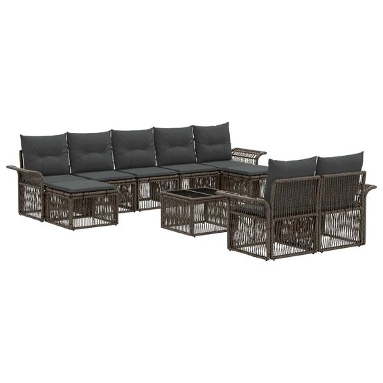 Ensemble de canapé de jardin 10 pc gris polyrotin