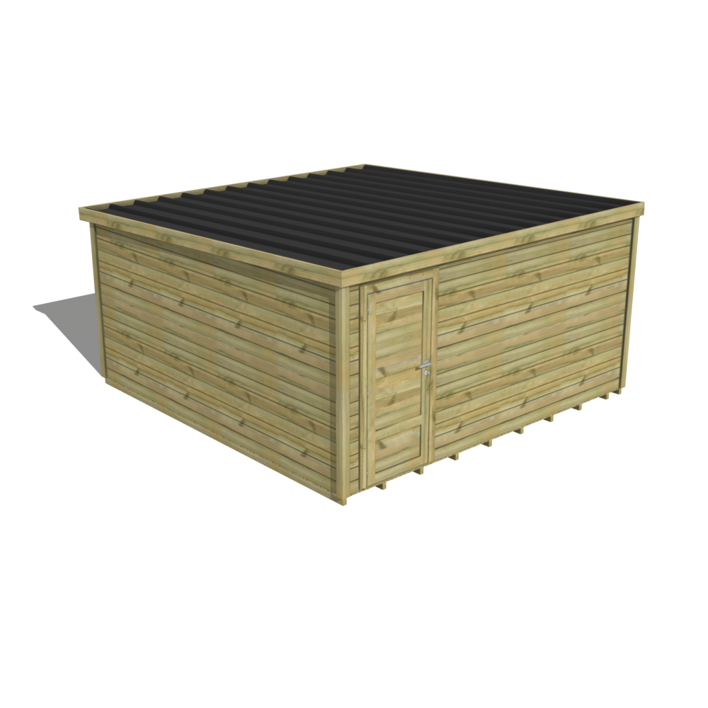 Abri de jardin bois pin traité autoclave 27mm - essentiel - 4,34x4,34m / 19m2 - bac acier - plancher bois