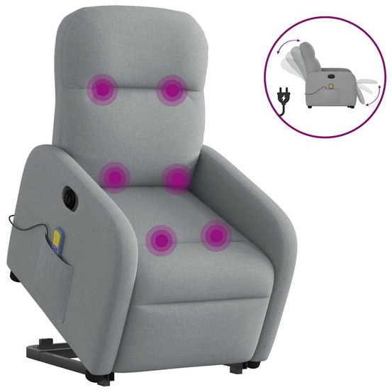 Fauteuil inclinable de massage électrique gris clair tissu