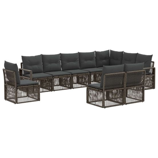 Ensemble de canapé de jardin 10 pc gris polyrotin