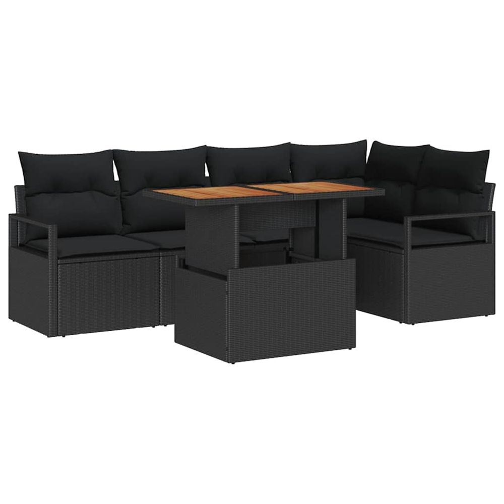 Ensemble de canapé de jardin 6 pc noir poly rotin