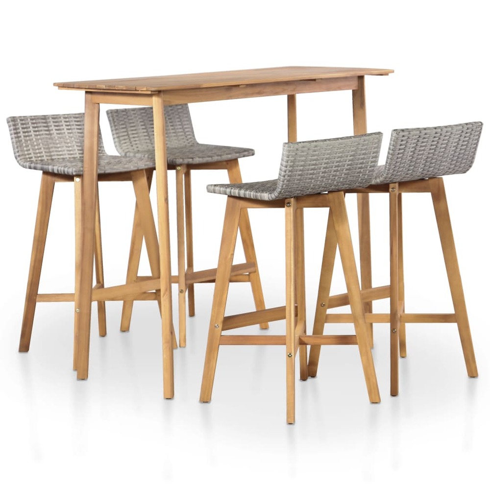 Mobilier à dîner d'extérieur 5 pièces bois d'acacia solide