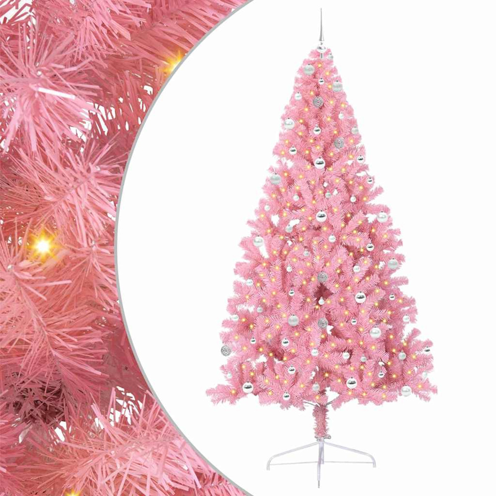 Sapin de noël artificiel pré-éclairé rose 240 cm pvc