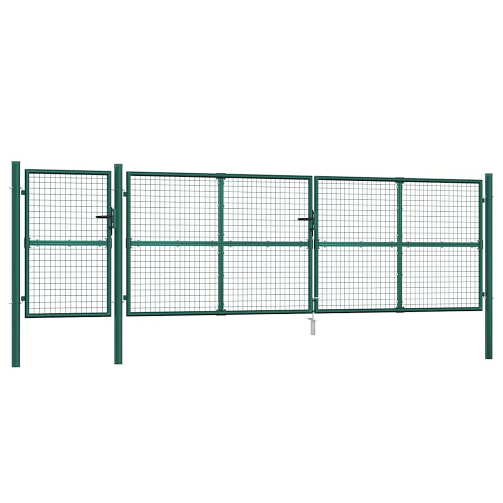 Portail de jardin grillagé vert 500 x 125 cm en acier galvanisé