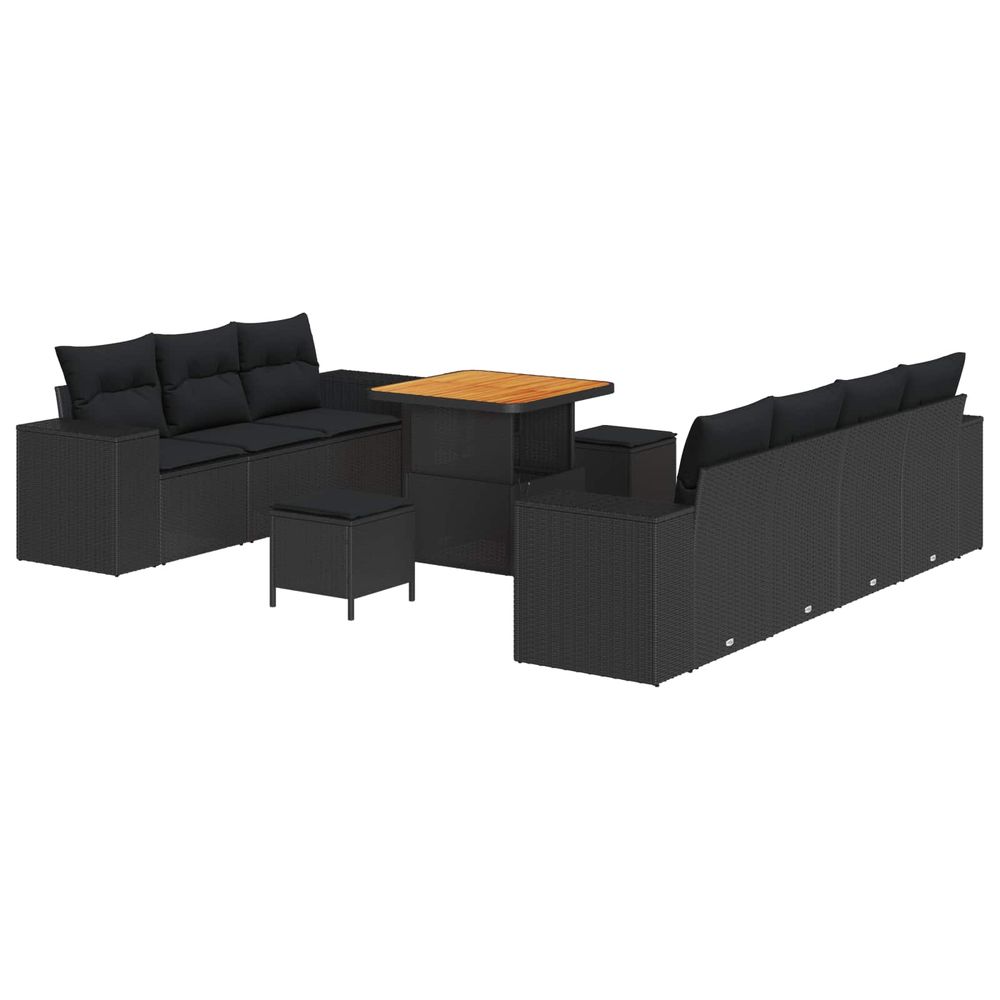 Ensemble de canapé de jardin 10 pc 9-nombre de places noir