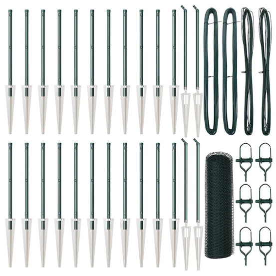 Clôture avec poteaux vert 0.4 x 50 m acier recouvert de pvc