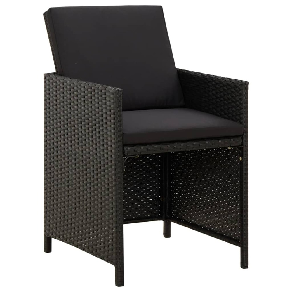 Chaises de jardin avec coussins lot de 4 résine tressée noir