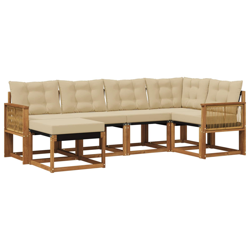 Ensemble de canapés d'extérieur 6 pcs naturel et beige