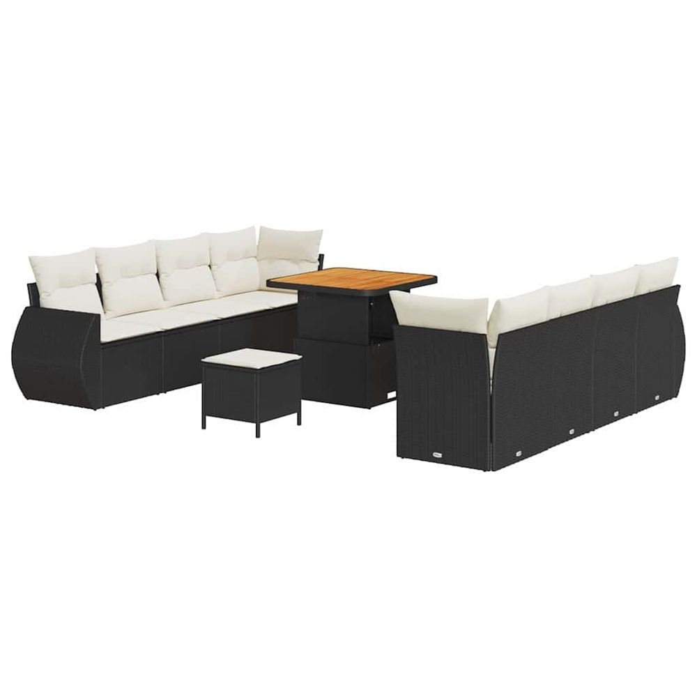 Ensemble de canapé de jardin 11 pc noir polyrotin