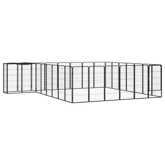 Parc chien xxl acier 30 panneaux enclos noir 400cm