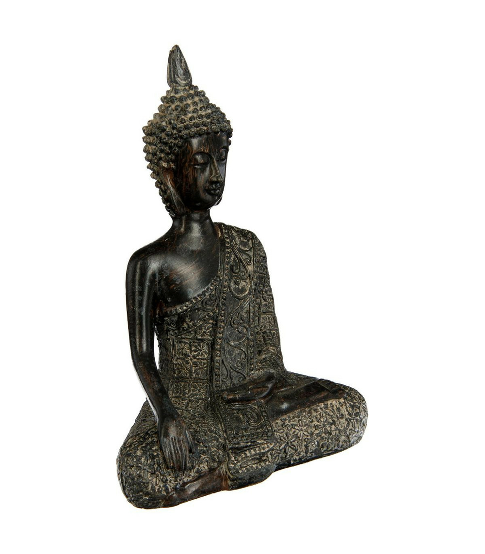 Objet décoratif bouddha assis en résine h 13.5 cm
