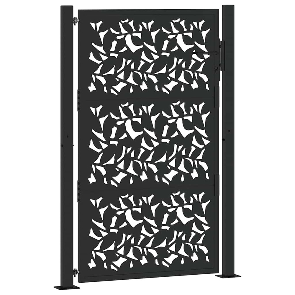 Portail de jardin noir 100x150 cm en acier avec motif feuille