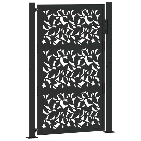 Portail de jardin noir 100x150 cm en acier avec motif feuille
