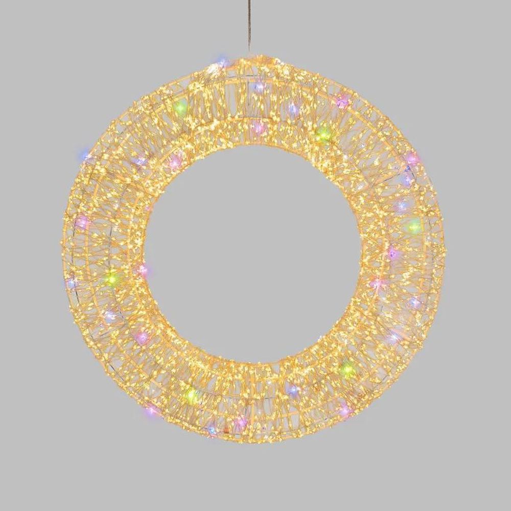 Couronne 3d lumineuse ø55cm microled blanc chaud & rgb multiflash scintillant hdm pro lotti