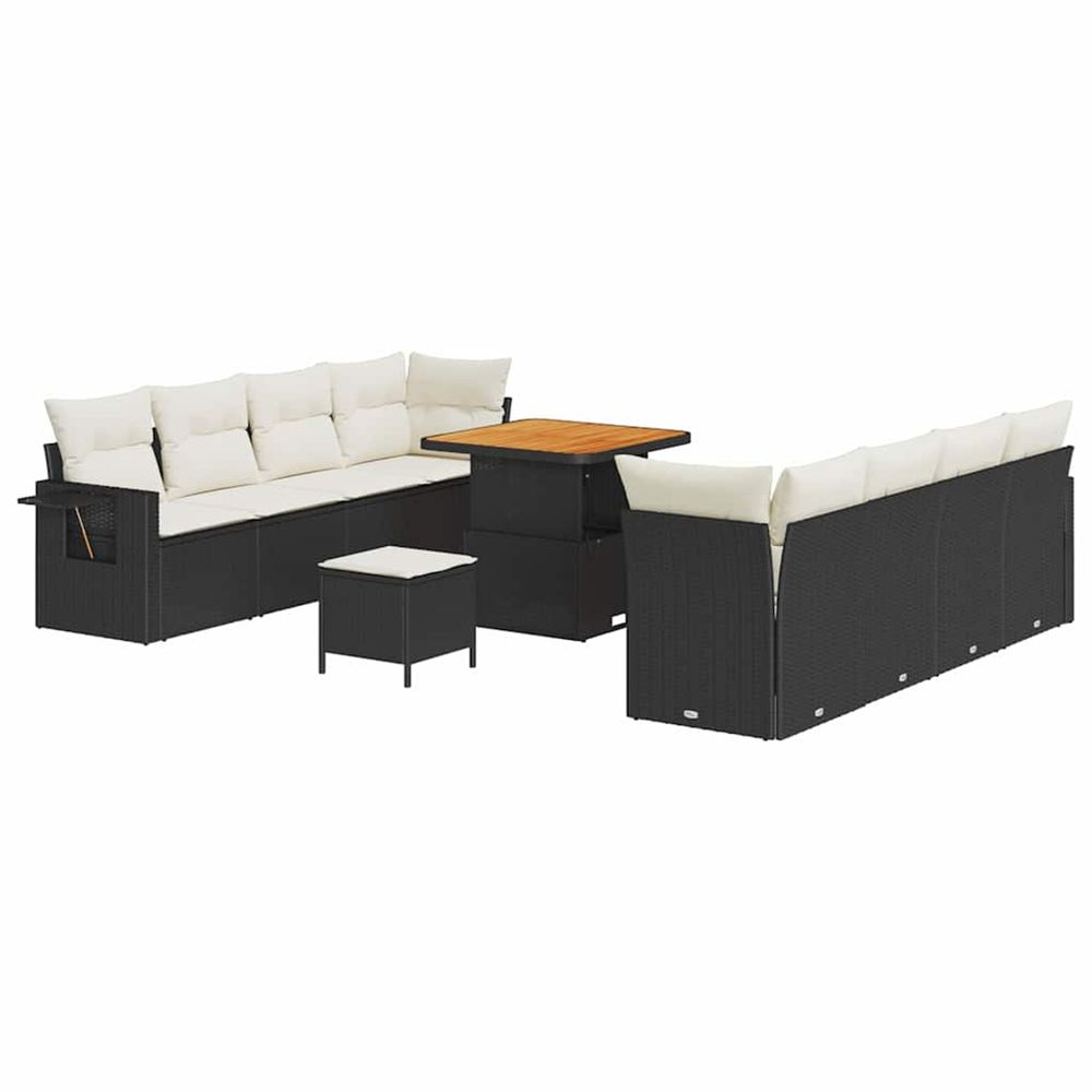Ensemble de canapé de jardin 11 pc noir poly rotin