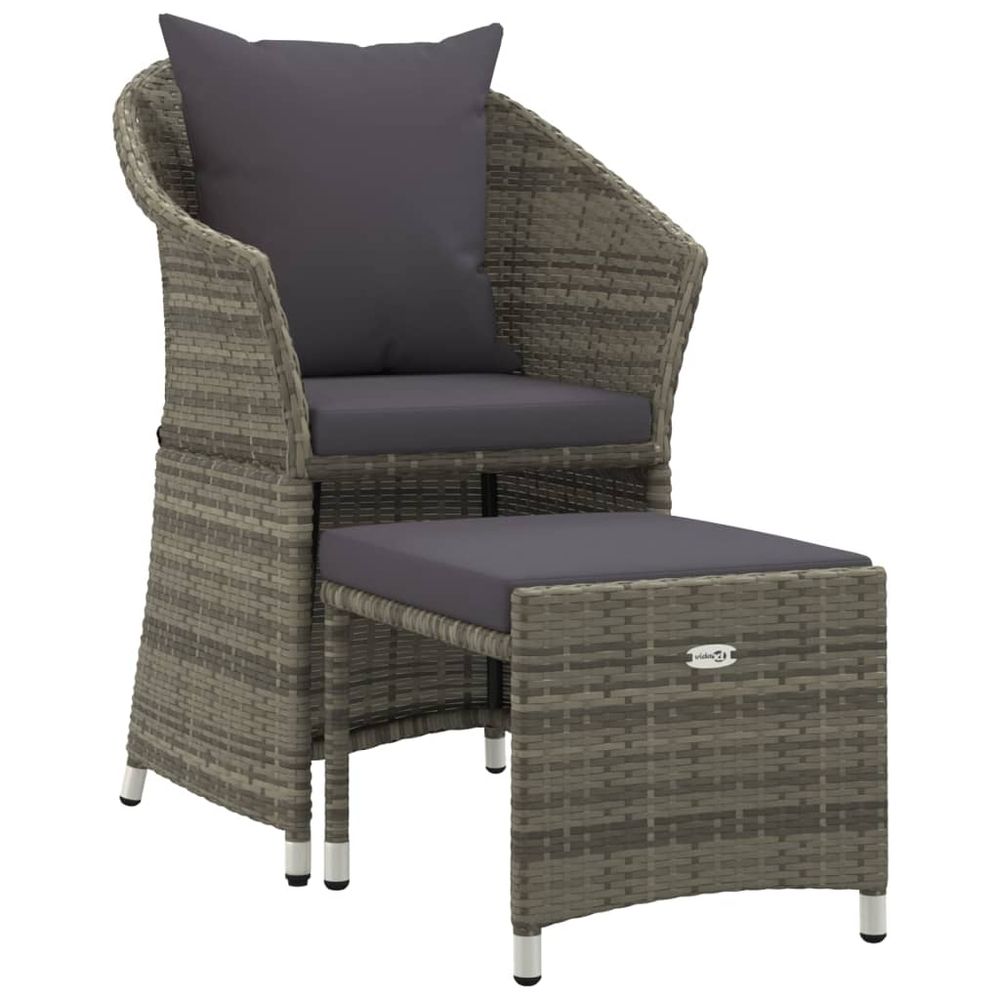 Salon de jardin 2 pcs avec coussins gris résine tressée
