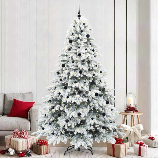 Sapin de noël artificiel haut 240 cm, pack tout inclus avec lumières et 120 décorations