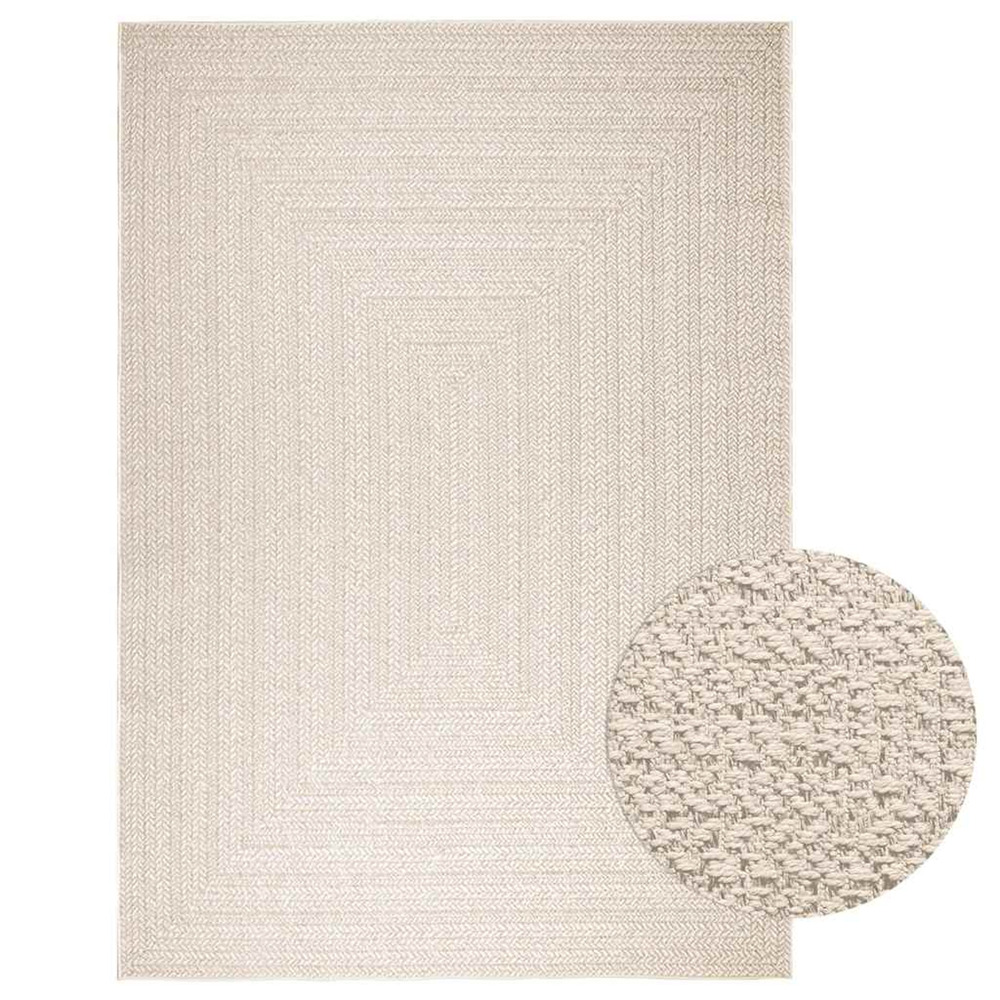 Tapis zizur crème 200x290 cm aspect de jute intérieur extérieur