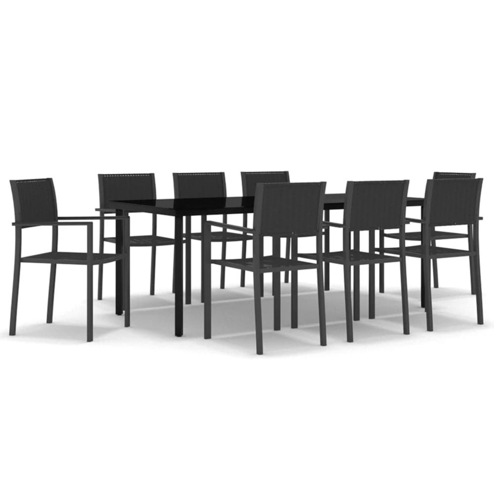 Ensemble à manger de jardin 9 pcs noir