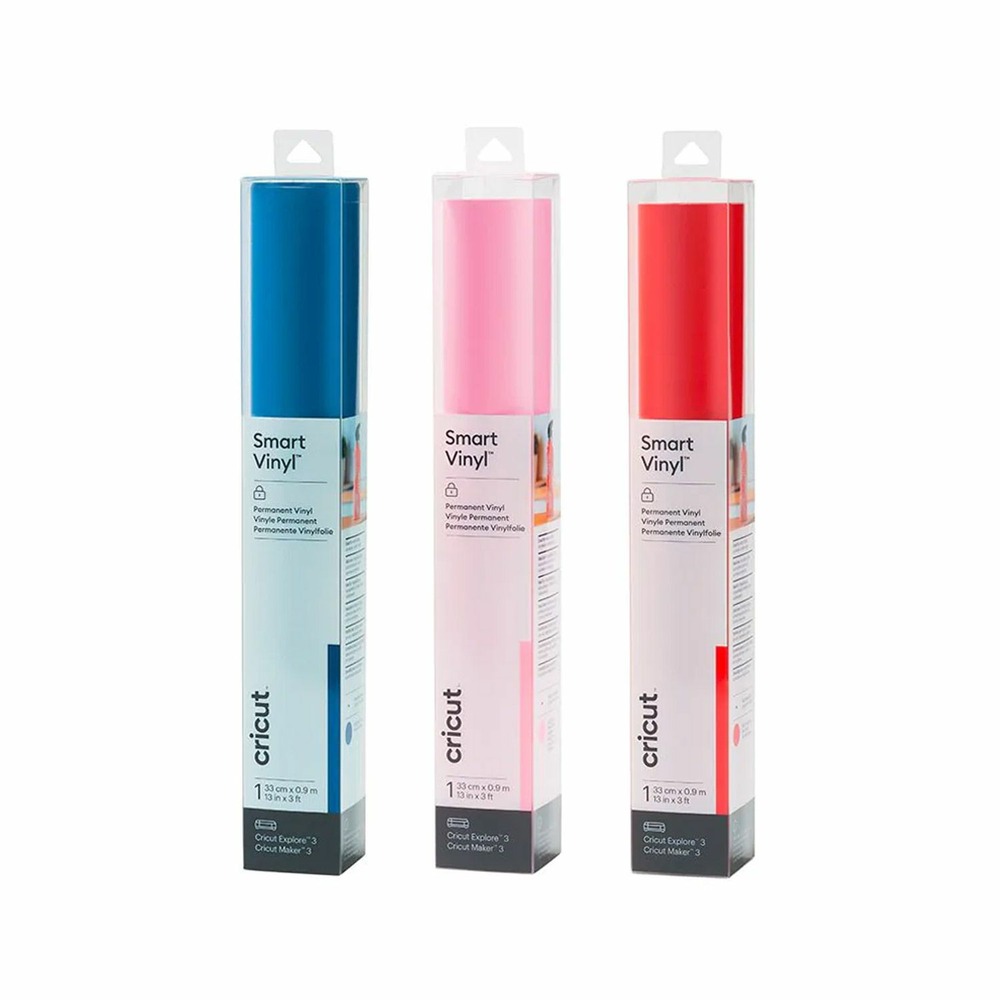 3 vinyles permanents 91 x 33 cm - bleu, rouge, rose clair