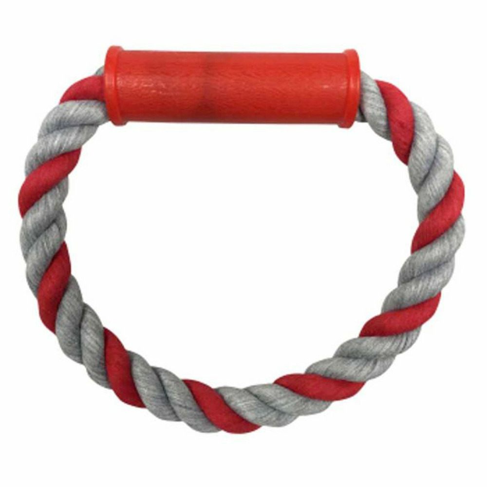 Jouet pour chien corde & poignée 7cm rouge